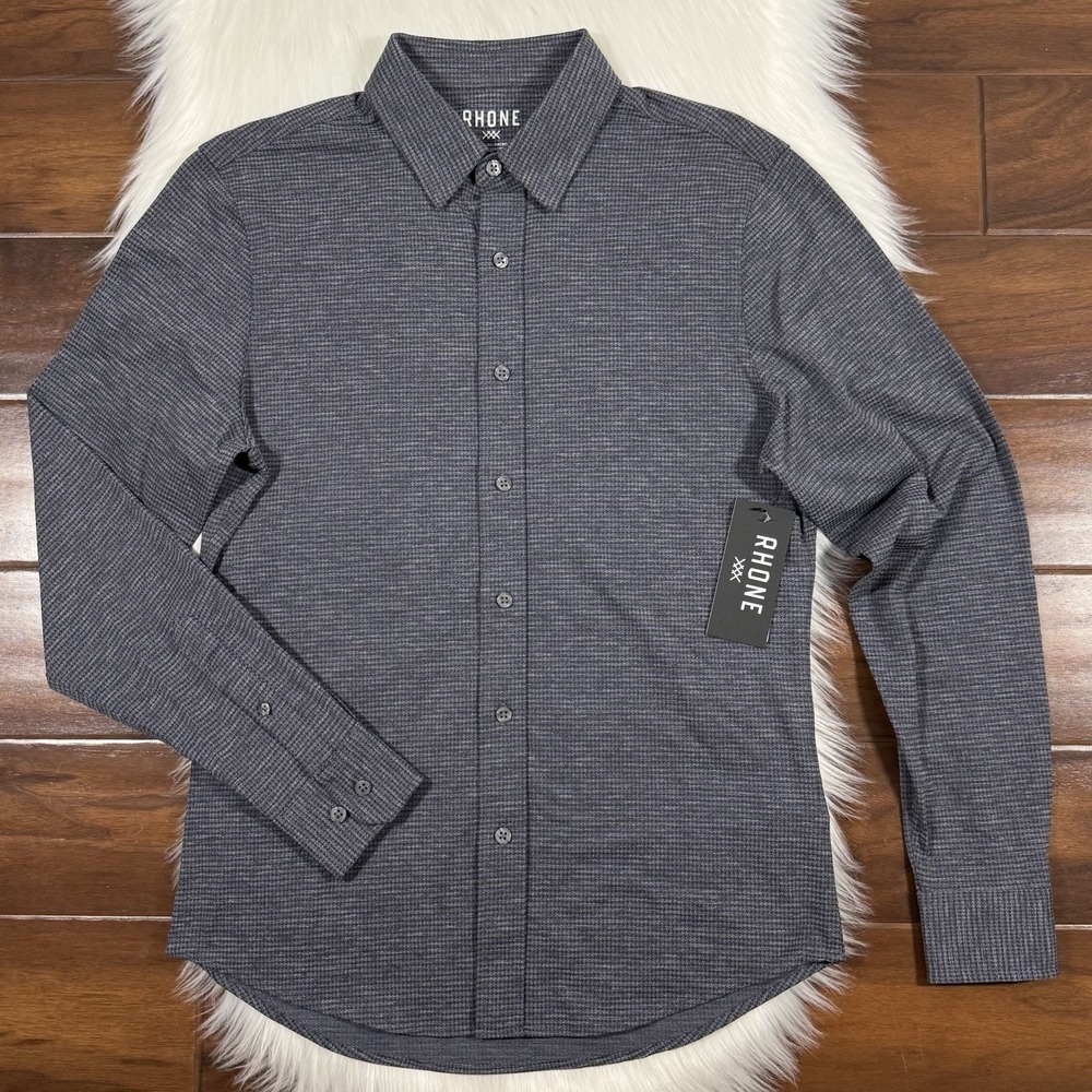 Rhone Mens Size Small Gray Commuter Slim Fit Stretch Button Up Shirt Long Sleeve